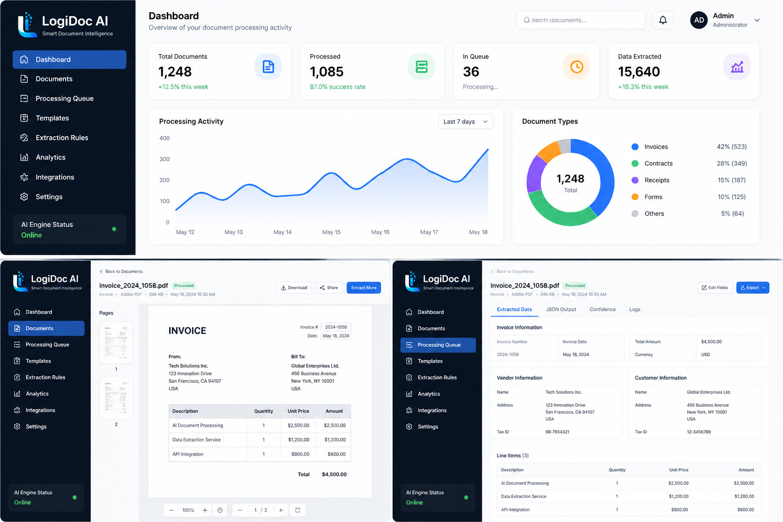 LogiDoc AI dashboard